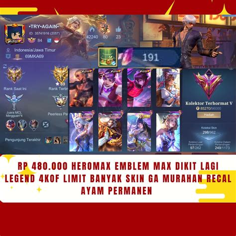 Sertifikat, penghargaan, tanda, atau dokumen yang dipajang di mlbb teraman karena limit terpenuhi sangat terpercaya sesi main buruan